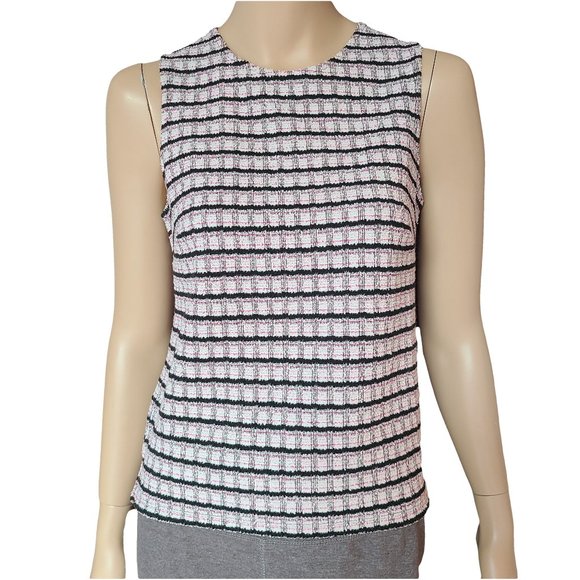 BANANA REPUBLIC NWT White Black & Pink Sleeveless Knit Top XS - Picture 1 of 6